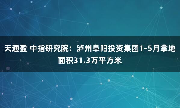 天通盈 中指研究院：泸州阜阳投资集团1-5月拿地面积31.3万平方米